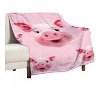 BVKWNTSA Large Flannel Fleece Throw Blanket, Funny Pink Pig Face Printed Cozy Lightweight Thick Blanket - All Seasons Suitable for Women