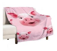 BVKWNTSA Large Flannel Fleece Throw Blanket, Funny Pink Pig Face Printed Cozy Lightweight Thick Blanket - All Seasons Suitable for Women