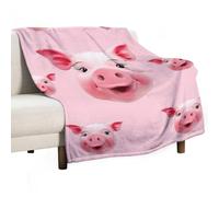 BVKWNTSA Large Flannel Fleece Throw Blanket, Funny Pink Pig Face Printed Cozy Lightweight Thick Blanket - All Seasons Suitable for Women