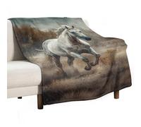 BVKWNTSA Large Flannel Fleece Throw Blanket, Horse Running in Field Printed Cozy Lightweight Thick Blanket - All Seasons Suitable for Women