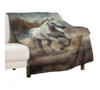 BVKWNTSA Large Flannel Fleece Throw Blanket, Horse Running in Field Printed Cozy Lightweight Thick Blanket - All Seasons Suitable for Women