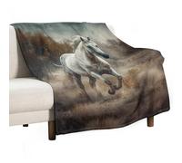 BVKWNTSA Large Flannel Fleece Throw Blanket, Horse Running in Field Printed Cozy Lightweight Thick Blanket - All Seasons Suitable for Women