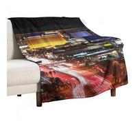 BVKWNTSA Large Flannel Fleece Throw Blanket, Las Vegas Night City Printed Cozy Lightweight Thick Blanket - All Seasons Suitable for Women