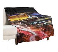 BVKWNTSA Large Flannel Fleece Throw Blanket, Las Vegas Night City Printed Cozy Lightweight Thick Blanket - All Seasons Suitable for Women