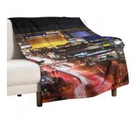 BVKWNTSA Large Flannel Fleece Throw Blanket, Las Vegas Night City Printed Cozy Lightweight Thick Blanket - All Seasons Suitable for Women