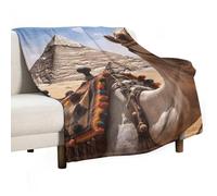 BVKWNTSA Large Flannel Fleece Throw Blanket, Pyramid Camel Printed Cozy Lightweight Thick Blanket - All Seasons Suitable for Women