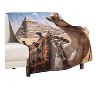BVKWNTSA Large Flannel Fleece Throw Blanket, Pyramid Camel Printed Cozy Lightweight Thick Blanket - All Seasons Suitable for Women