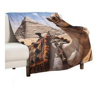 BVKWNTSA Large Flannel Fleece Throw Blanket, Pyramid Camel Printed Cozy Lightweight Thick Blanket - All Seasons Suitable for Women