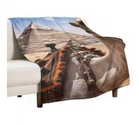 BVKWNTSA Large Flannel Fleece Throw Blanket, Pyramid Camel Printed Cozy Lightweight Thick Blanket - All Seasons Suitable for Women