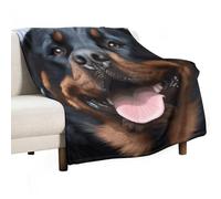 BVKWNTSA Large Flannel Fleece Throw Blanket, Rottweiler Dogs Tongue Head Printed Cozy Lightweight Thick Blanket - All Seasons Suitable for Women