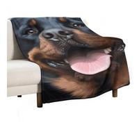 BVKWNTSA Large Flannel Fleece Throw Blanket, Rottweiler Dogs Tongue Head Printed Cozy Lightweight Thick Blanket - All Seasons Suitable for Women