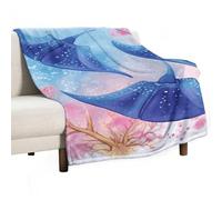 BVKWNTSA Large Flannel Fleece Throw Blanket, Sea Animals Stingrays Printed Cozy Lightweight Thick Blanket - All Seasons Suitable for Women
