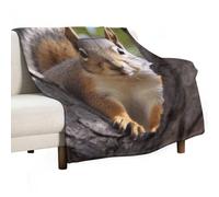 BVKWNTSA Large Flannel Fleece Throw Blanket, Squirrel in The Tree Printed Cozy Lightweight Thick Blanket - All Seasons Suitable for Women