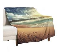 BVKWNTSA Large Flannel Fleece Throw Blanket, Sunset on The Beach Printed Cozy Lightweight Thick Blanket - All Seasons Suitable for Women