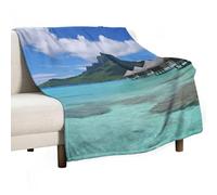 BVKWNTSA Large Flannel Fleece Throw Blanket, Tahiti Beach1 Printed Cozy Lightweight Thick Blanket - All Seasons Suitable for Women