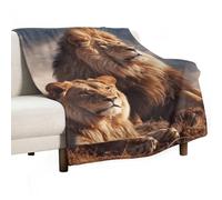 BVKWNTSA Large Flannel Fleece Throw Blanket, Two Lions Printed Cozy Lightweight Thick Blanket - All Seasons Suitable for Women