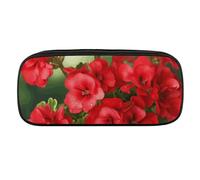 BVKWNTSA Pencil Case Large Capacity - Multifunctional, Red Geraniums Printed Stationery Organizer, Pencil Pouch, Pen Bag, Office, Pencil Bag