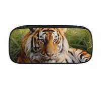 BVKWNTSA Pencil Case Large Capacity - Multifunctional, Tiger Laying on The Grass Printed Stationery Organizer, Pencil Pouch, Pen Bag, Office, Pencil Bag