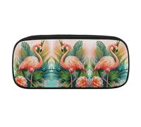 BVKWNTSA Pencil Case Large Capacity - Multifunctional, Tropical Flamingo1 Printed Stationery Organizer, Pencil Pouch, Pen Bag, Office, Pencil Bag