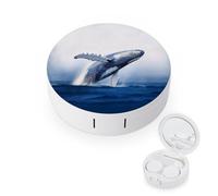 BVKWNTSA Portable Round Blue Ocean Whale Printed Contact Lens Case is Stylish and Compact, Easy to Carry and Protects Lenses.