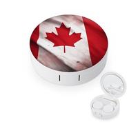 BVKWNTSA Portable Round Canadian Flag Printed Contact Lens Case is Stylish and Compact, Easy to Carry and Protects Lenses.