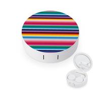 BVKWNTSA Portable Round Colorful Mexican Stripes Printed Contact Lens Case is Stylish and Compact, Easy to Carry and Protects Lenses.