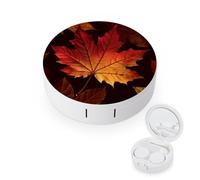 BVKWNTSA Portable Round Fall Autumn Leaves Printed Contact Lens Case is Stylish and Compact, Easy to Carry and Protects Lenses.