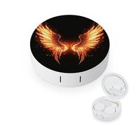 BVKWNTSA Portable Round Fire Angle Wings Printed Contact Lens Case is Stylish and Compact, Easy to Carry and Protects Lenses.