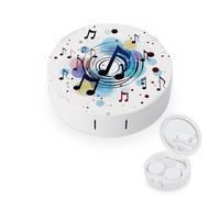 BVKWNTSA Portable Round Polka Dot Music Note Printed Contact Lens Case is Stylish and Compact, Easy to Carry and Protects Lenses.