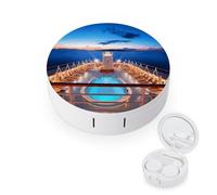 BVKWNTSA Portable Round Pool Party Cruise Ship Printed Contact Lens Case is Stylish and Compact, Easy to Carry and Protects Lenses.