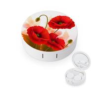 BVKWNTSA Portable Round Poppy Flowers Vivid Petals Printed Contact Lens Case is Stylish and Compact, Easy to Carry and Protects Lenses.