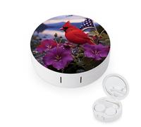 BVKWNTSA Portable Round Purple Morning Glory Printed Contact Lens Case is Stylish and Compact, Easy to Carry and Protects Lenses.