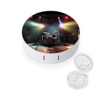 BVKWNTSA Portable Round Rock Band Stage Printed Contact Lens Case is Stylish and Compact, Easy to Carry and Protects Lenses.