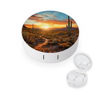 BVKWNTSA Portable Round Saguaros at Sunset Printed Contact Lens Case is Stylish and Compact, Easy to Carry and Protects Lenses.