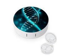 BVKWNTSA Portable Round Science Gene Strand Printed Contact Lens Case is Stylish and Compact, Easy to Carry and Protects Lenses.
