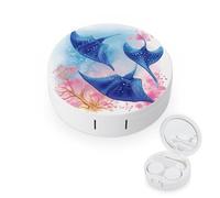 BVKWNTSA Portable Round Sea Animals Stingrays Printed Contact Lens Case is Stylish and Compact, Easy to Carry and Protects Lenses.