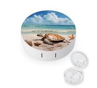 BVKWNTSA Portable Round Sea Turtle Starfish1 Printed Contact Lens Case is Stylish and Compact, Easy to Carry and Protects Lenses.