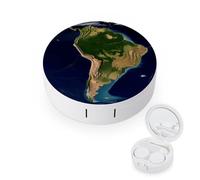 BVKWNTSA Portable Round South America Satellite Image Printed Contact Lens Case is Stylish and Compact, Easy to Carry and Protects Lenses.