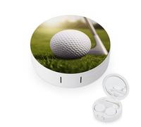 BVKWNTSA Portable Round Sport Golf Ball Printed Contact Lens Case is Stylish and Compact, Easy to Carry and Protects Lenses.