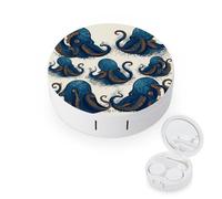 BVKWNTSA Portable Round Tentacles Octopus Printed Contact Lens Case is Stylish and Compact, Easy to Carry and Protects Lenses.