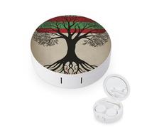 BVKWNTSA Portable Round Tree of Life Palestinian Flag Printed Contact Lens Case is Stylish and Compact, Easy to Carry and Protects Lenses.