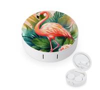 BVKWNTSA Portable Round Tropical Flamingo1 Printed Contact Lens Case is Stylish and Compact, Easy to Carry and Protects Lenses.