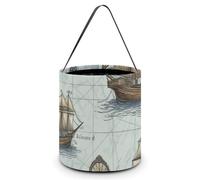 BVKWNTSA Reusable Large Capacity Boat Map Printed Halloween Hand-held Candy Bag Holiday Party Gift Storage Bag