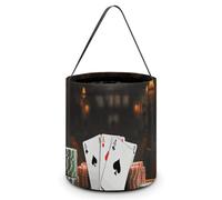 BVKWNTSA Reusable Large Capacity Poker Tournament Printed Halloween Hand-held Candy Bag Holiday Party Gift Storage Bag