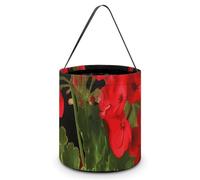 BVKWNTSA Reusable Large Capacity Red Geraniums1 Printed Halloween Hand-held Candy Bag Holiday Party Gift Storage Bag