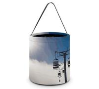 BVKWNTSA Reusable Large Capacity Ski Lift at Sunshine Printed Halloween Hand-held Candy Bag Holiday Party Gift Storage Bag