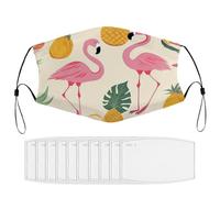 BVKWNTSA Reusable Respirator Face Mask with Filter - Flamingos And Pineapples Printed Breathable Cotton Dust/Paint Safety Cover, Adjustable Ear Straps & Nose Wire