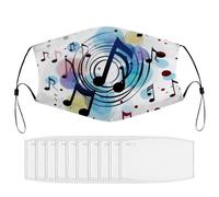 BVKWNTSA Reusable Respirator Face Mask with Filter - Polka Dot Music Note Printed Breathable Cotton Dust/Paint Safety Cover, Adjustable Ear Straps & Nose Wire