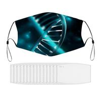 BVKWNTSA Reusable Respirator Face Mask with Filter - Science Gene Strand Printed Breathable Cotton Dust/Paint Safety Cover, Adjustable Ear Straps & Nose Wire