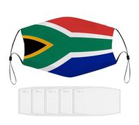 BVKWNTSA Reusable Respirator Face Mask with Filter - South Africa Flag Printed Breathable Cotton Dust/Paint Safety Cover, Adjustable Ear Straps & Nose Wire